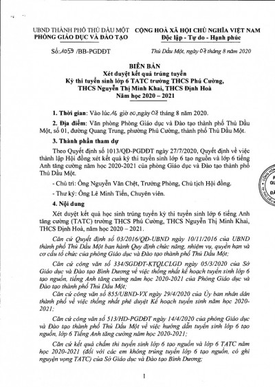 Kết quả chấm phúc khảo tiếng anh tăng cường năm học 2020 -2021