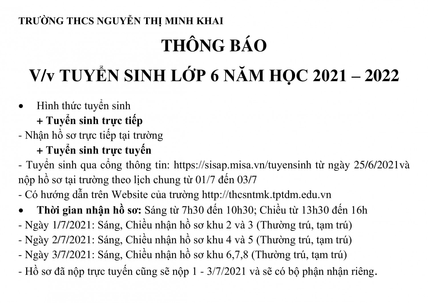 THÔNG BÁO TUYEN SINH 1