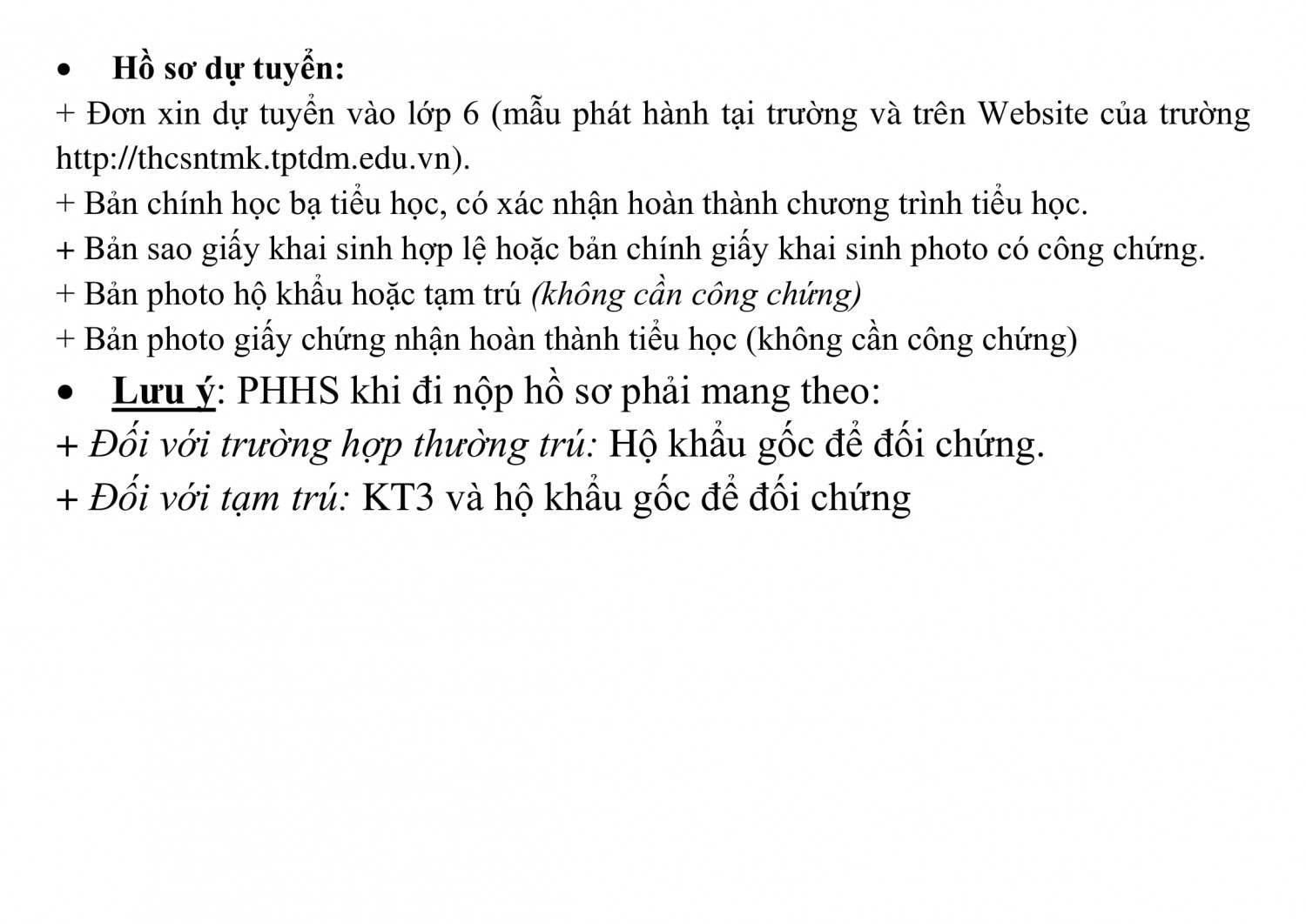 THÔNG BÁO TUYEN SINH 2