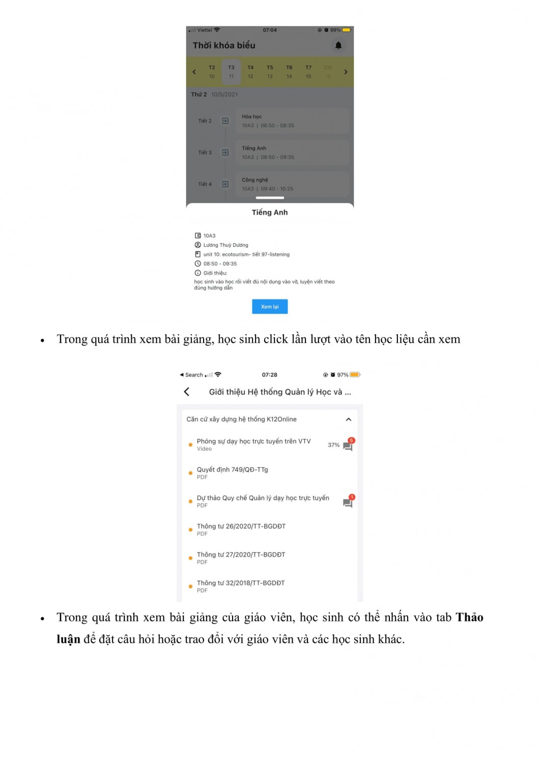 HƯỚNG DẪN HỌC SINH SỬ DỤNG HỆ THỐNG K12ONLINE 4