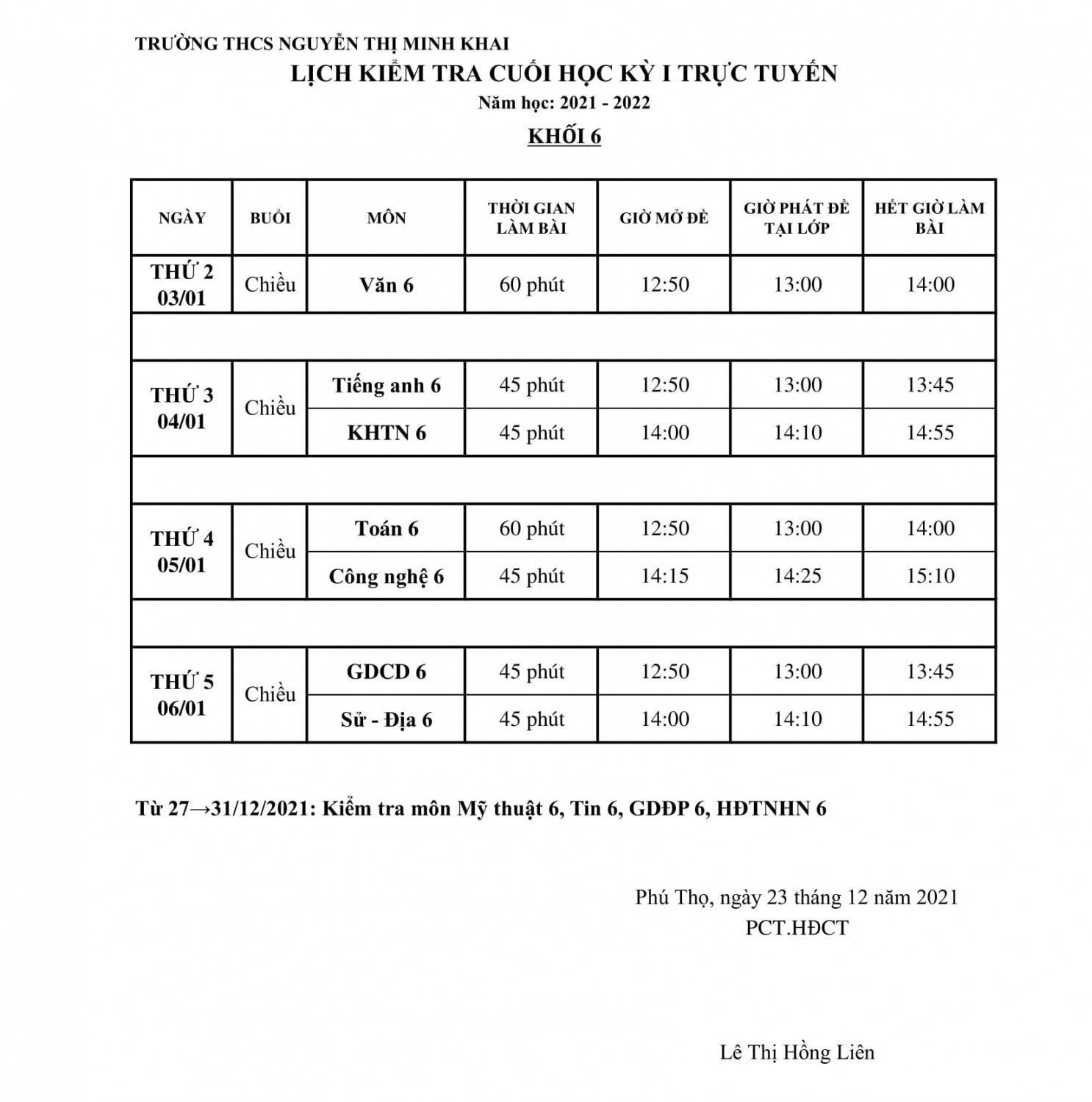 LỊCH KT KHỐI 6 1