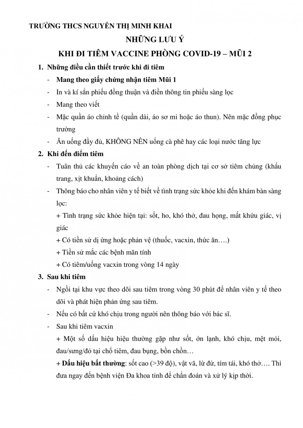 LƯU Ý KHI ĐI TIÊM MŨI 2 1