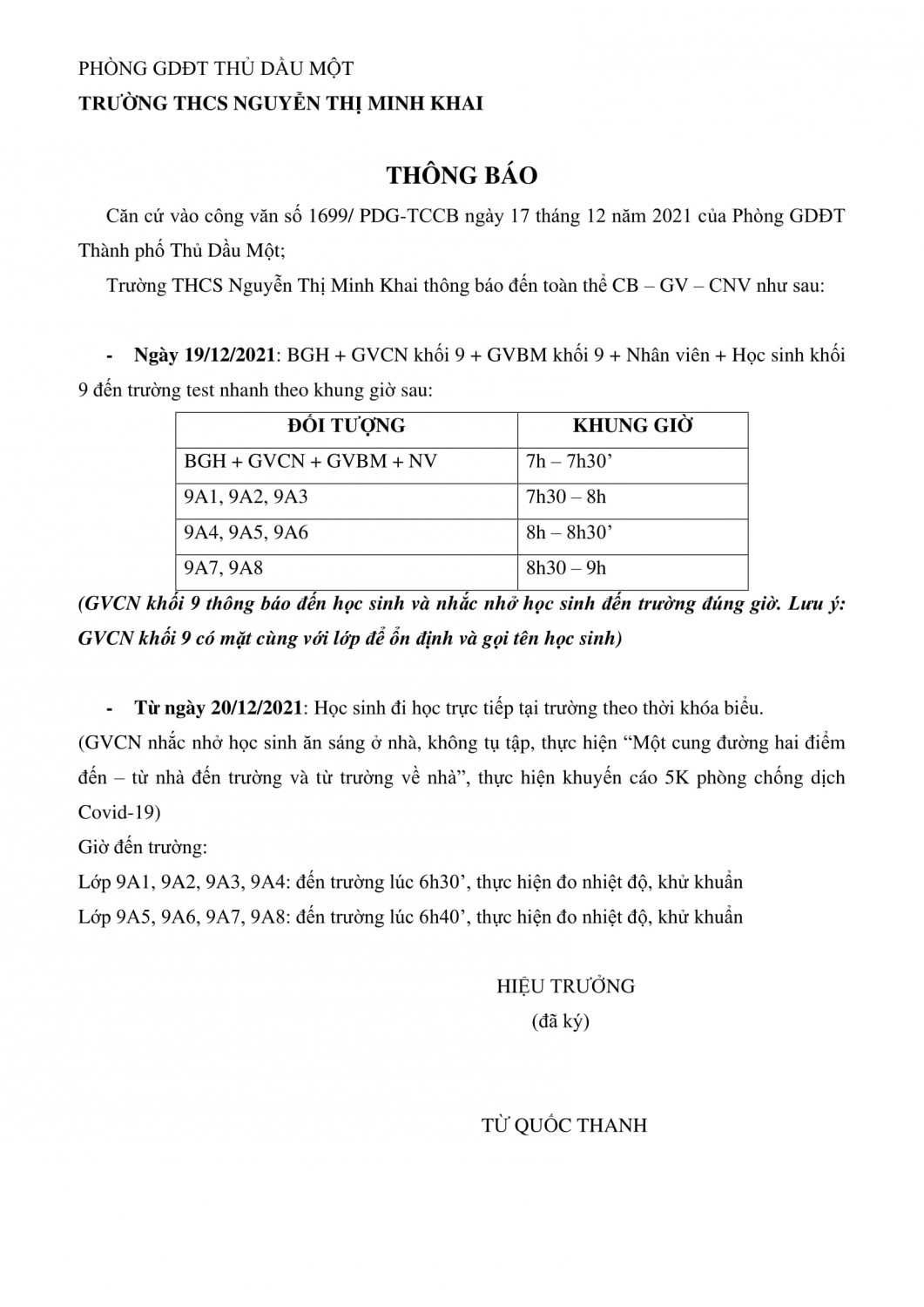 TB KHỐI 9 ĐI HỌC 1