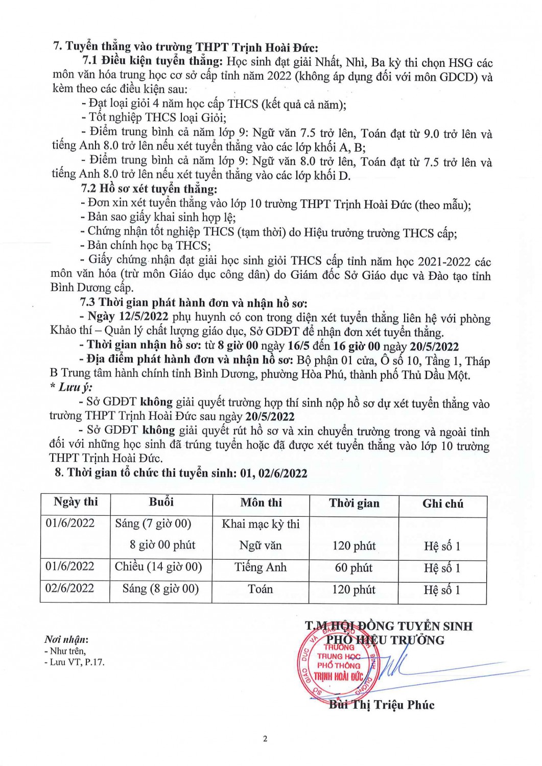 THONG BAO TUYEN SINH LOP 10 NAM HOC 2022 2023 THĐ 2