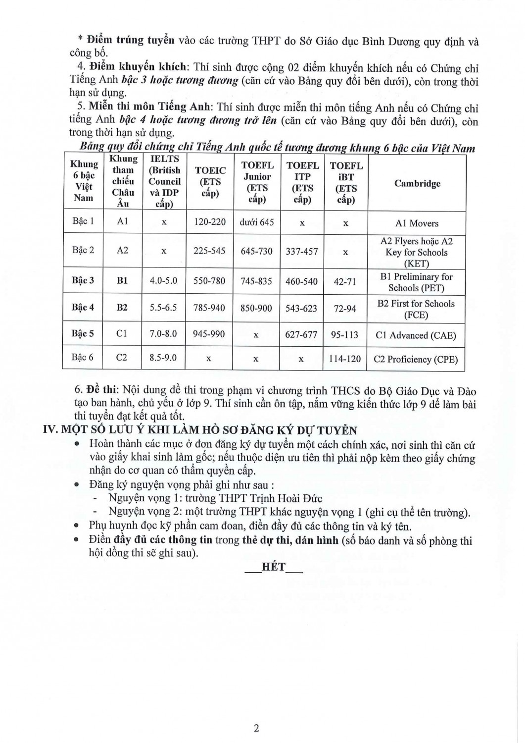 THONG TIN CAN BIET VE TUYEN SINH 10 2022 2023 THĐ 2