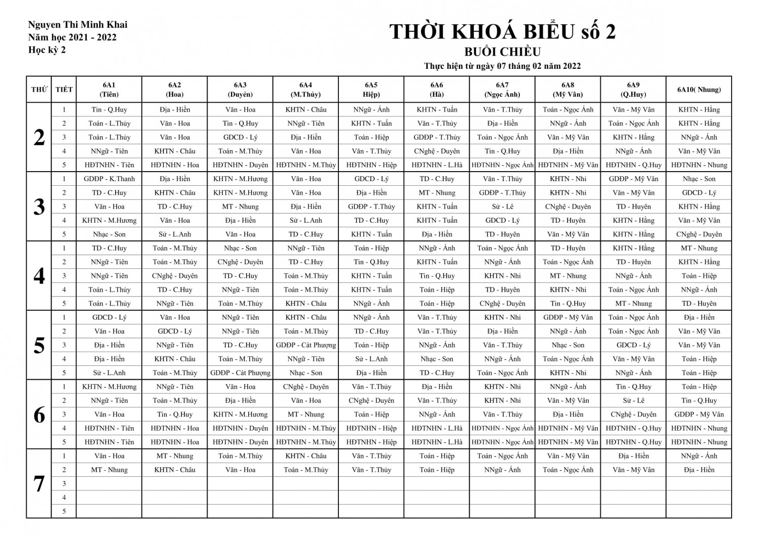 TKB K6 7 2 CHIỀU 1