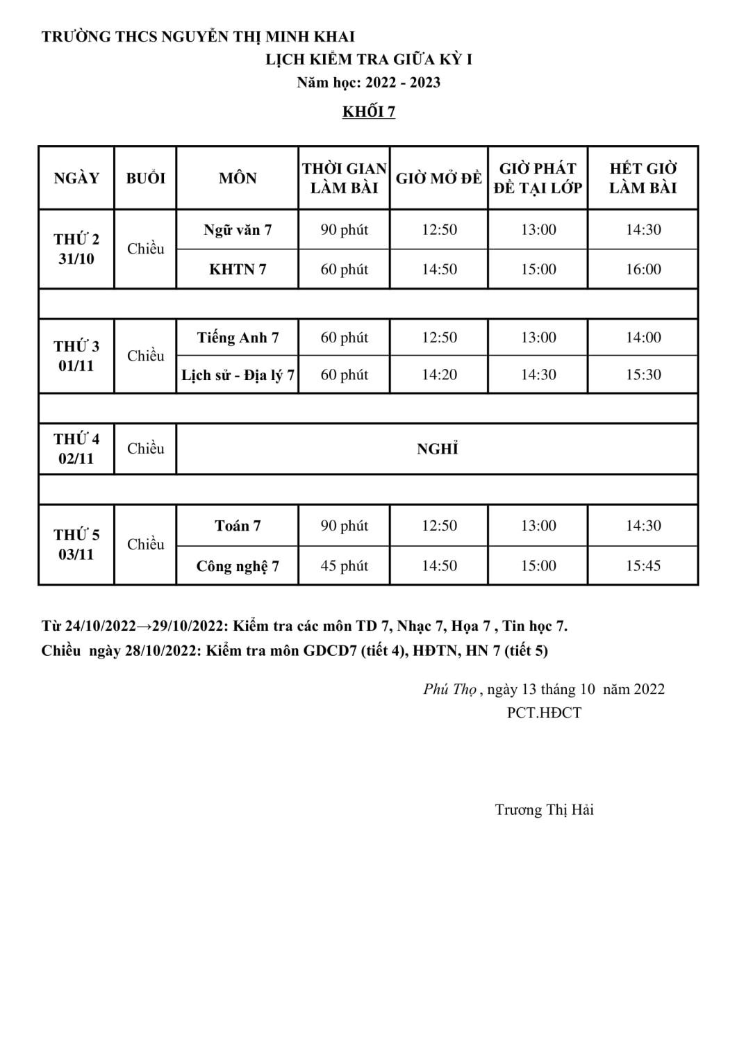 LỊCH KT KHỐI 7 1