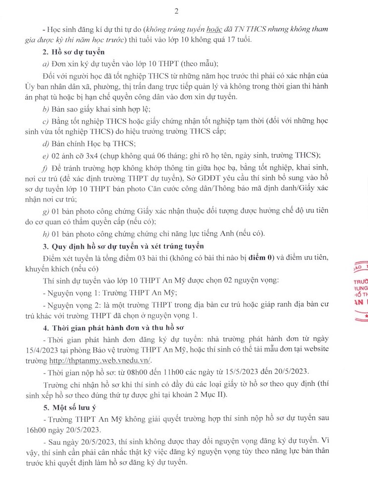 75 TB tuyen sinh lop 10 nam hoc 2023 2024 2